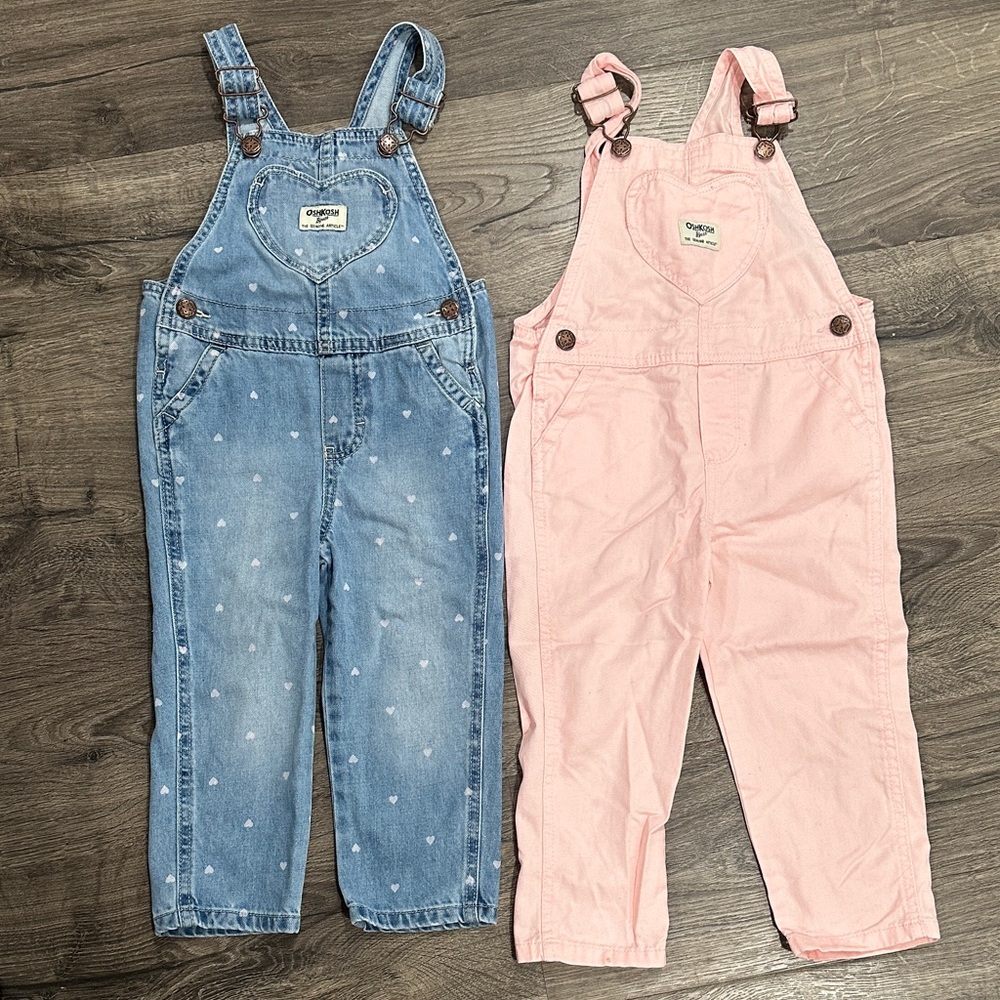 OshKosh B'gosh Kids Blue and Pink Overalls Set